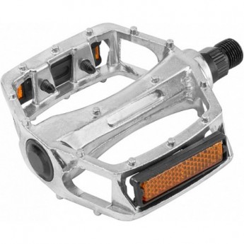 Педали BLF-B8 ось 9/16" со светоотражателями, алюминиевые серебристые